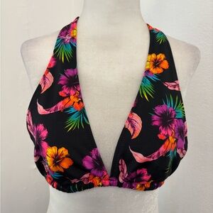 VICTORIA’S SECRET PINK Black Floral Bikini Bra Top Size Large